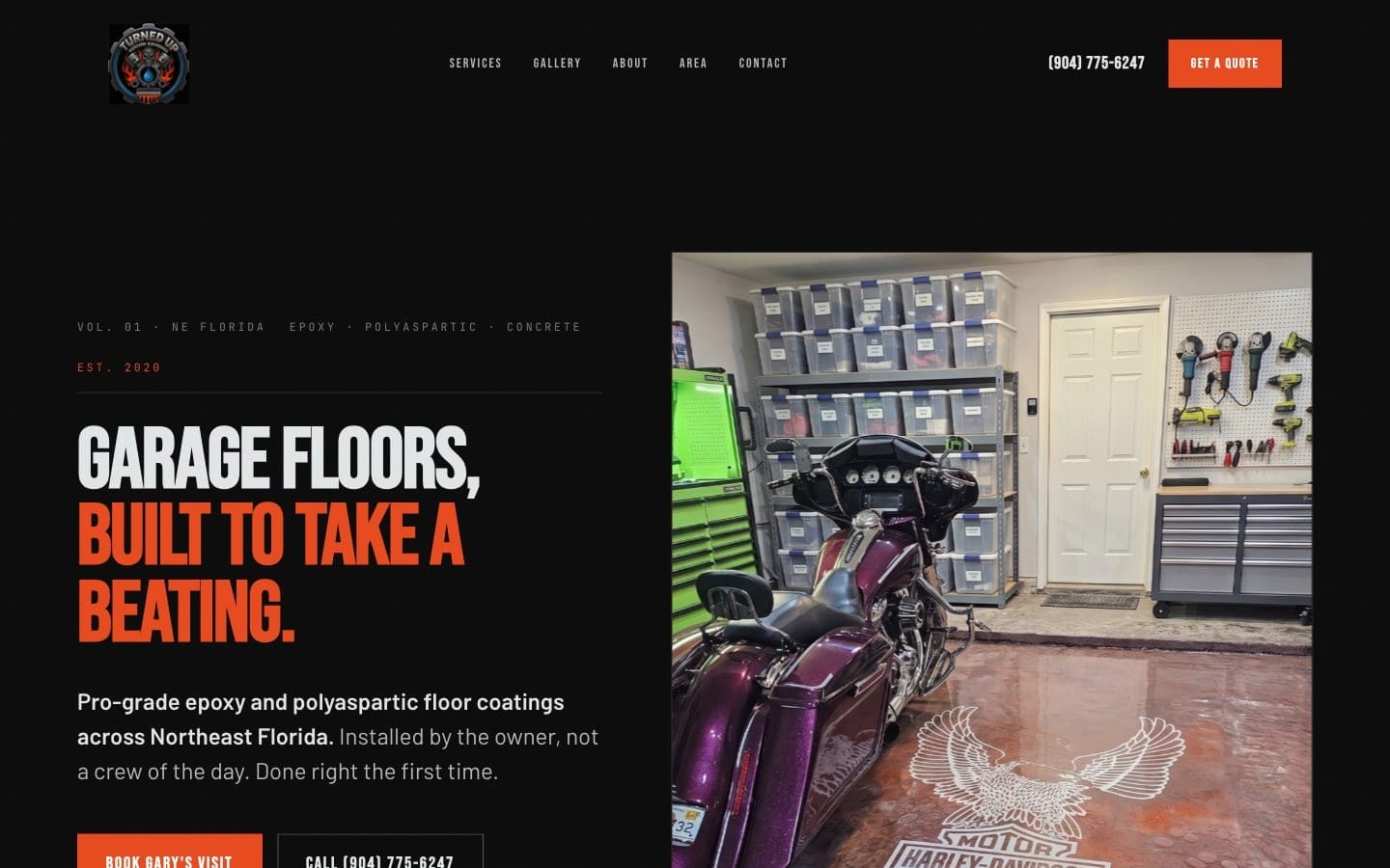 The Turned Up Custom Coatings website we built